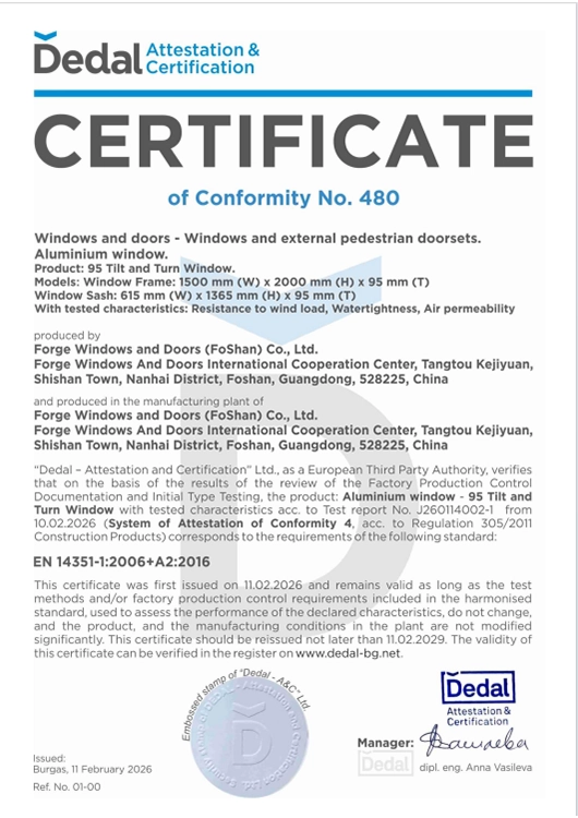 CERTIFICATE of Conformity No.480