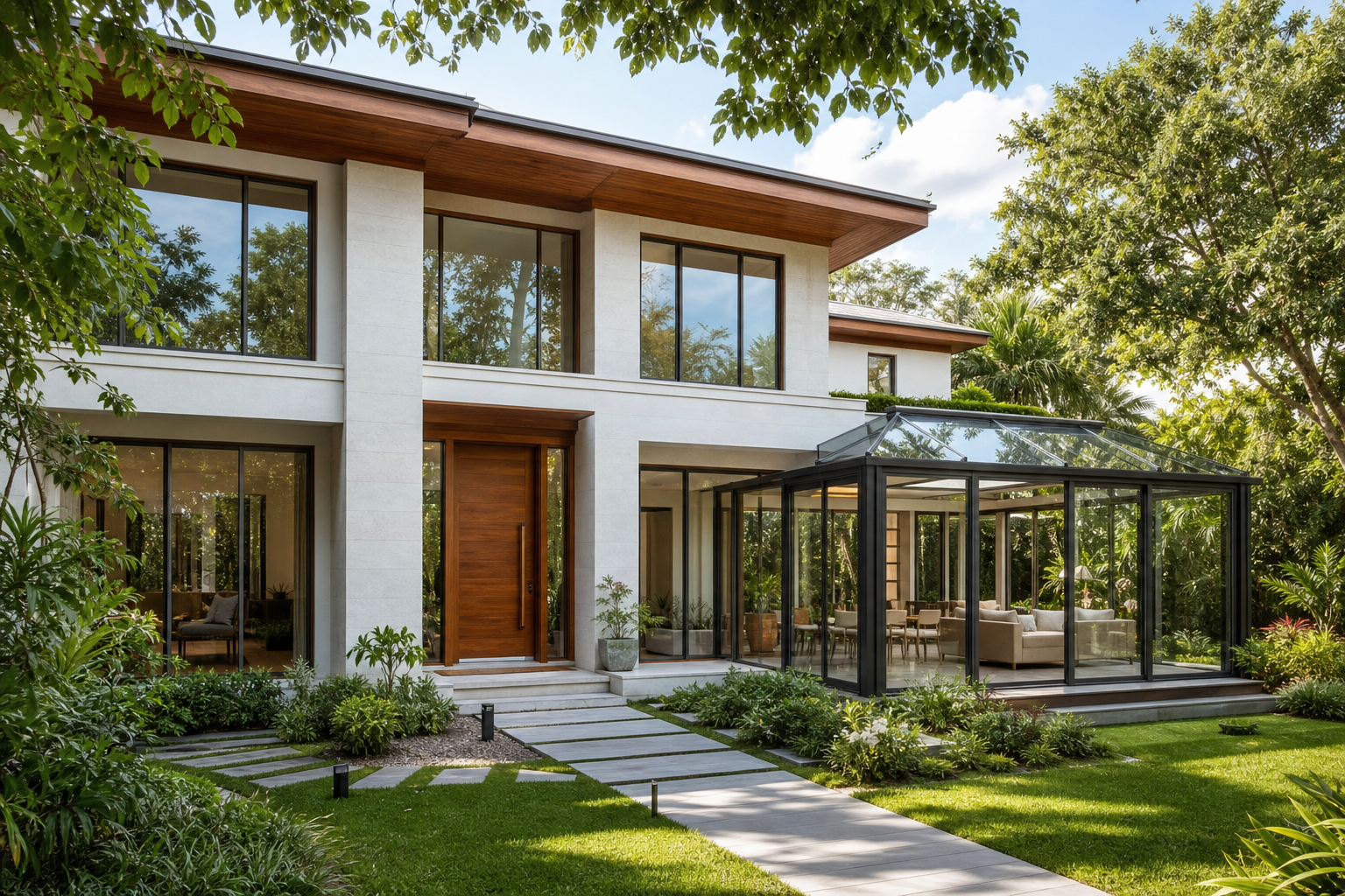 Doors, Windows and Sunroom for a Modern Villa