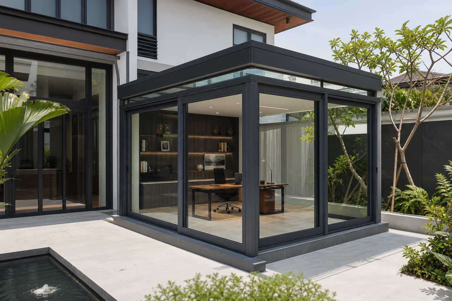 Modern Flat Roof Sunroom Home Office | Forge Windows