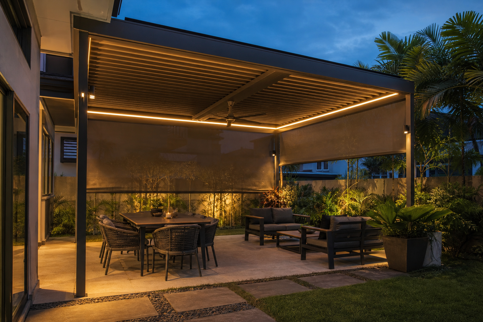 Pergola Functions Evening Lighting Screens | Forge Windows