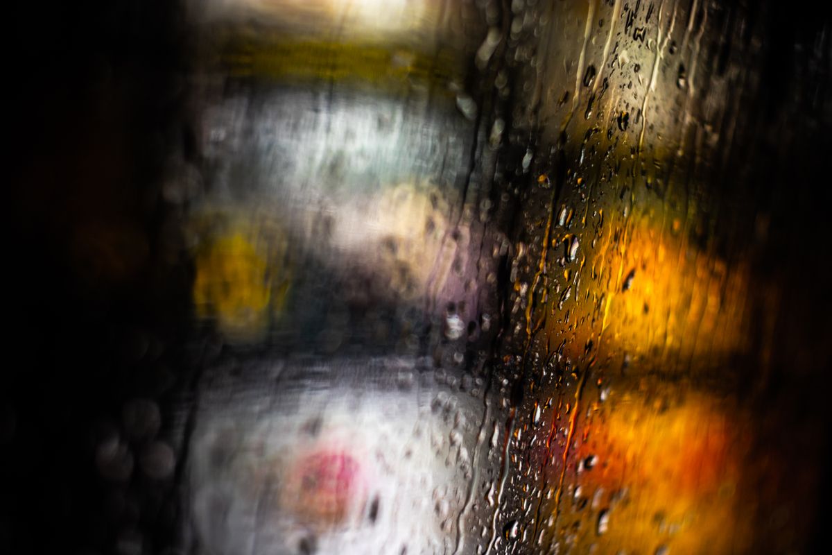 Rain droplets on a window during wet weather