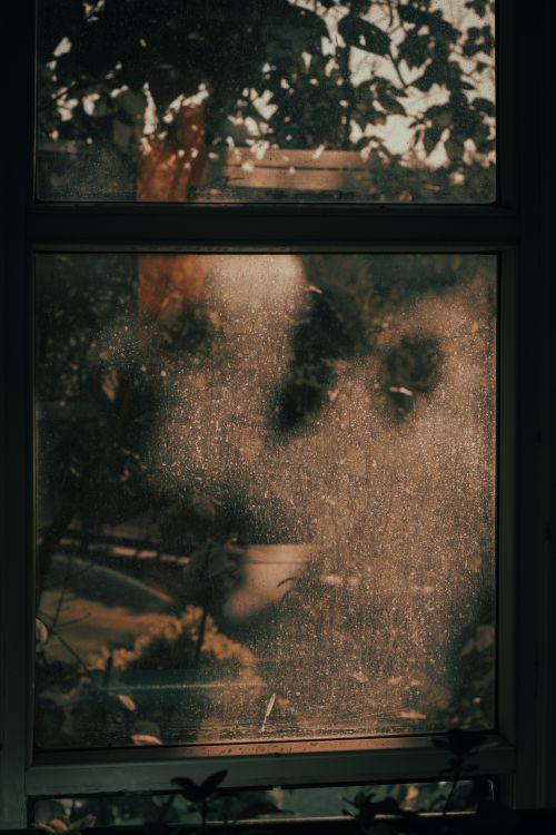 Sunlight filtering through a dirty or hazy window surface