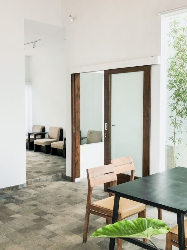 Modern interior with window openings